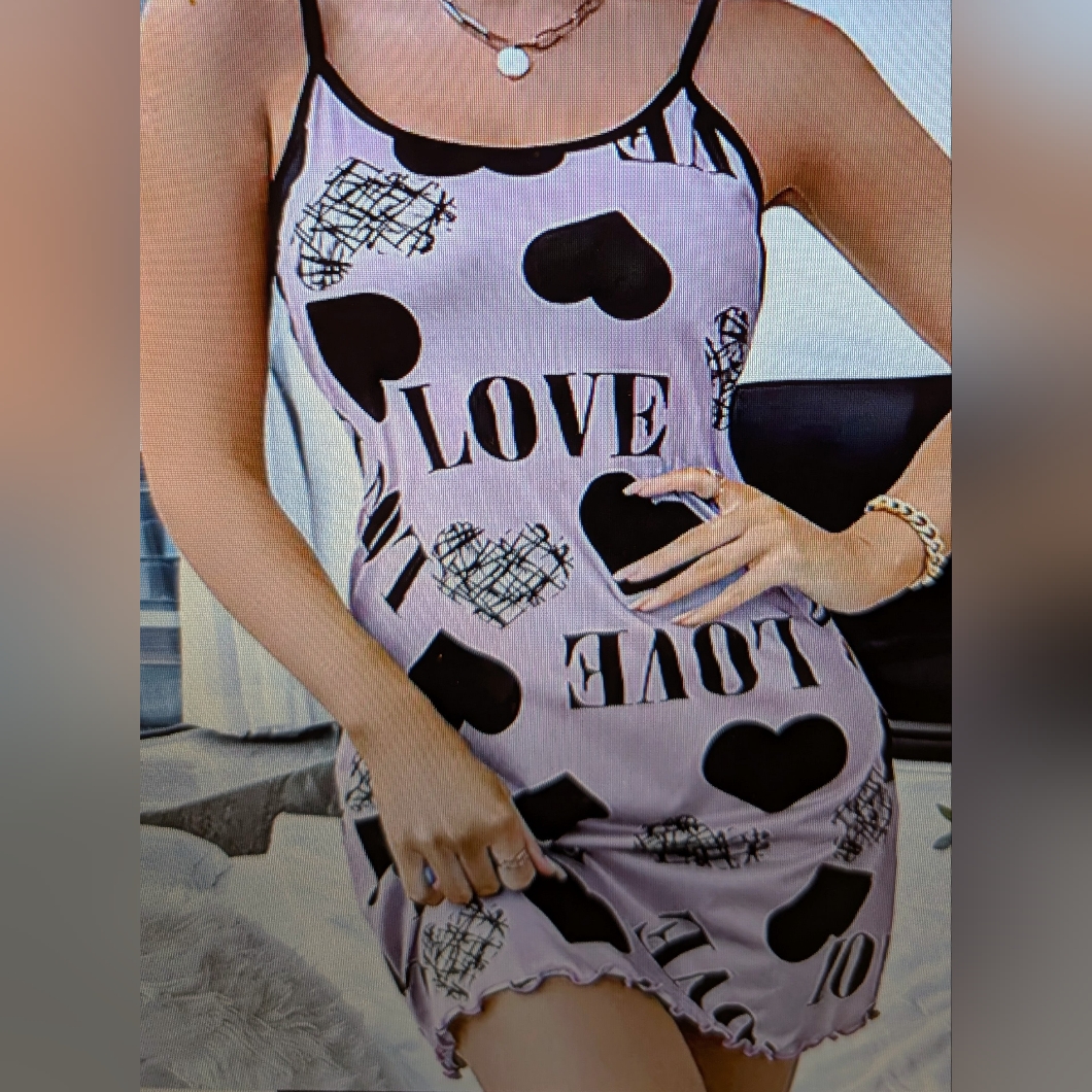 Black Heart Print Nightgown Women's 2xl (14/16) Nip